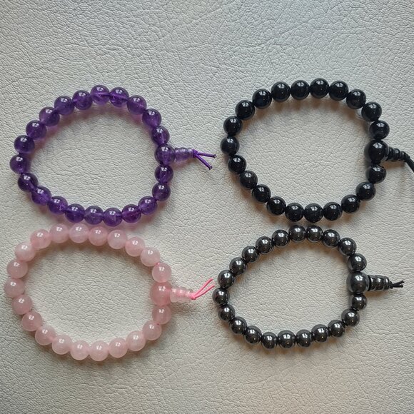 Vintage power bracelets with gemstones beads set - Picture 3 of 3